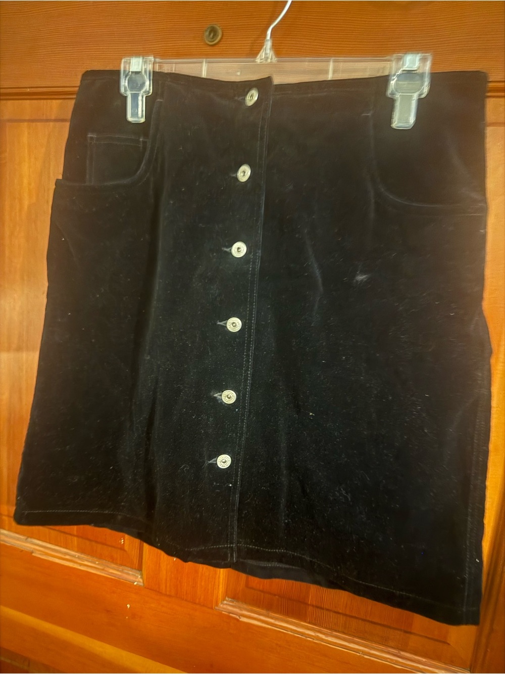 Classic Black Button-Front Mini Skirt